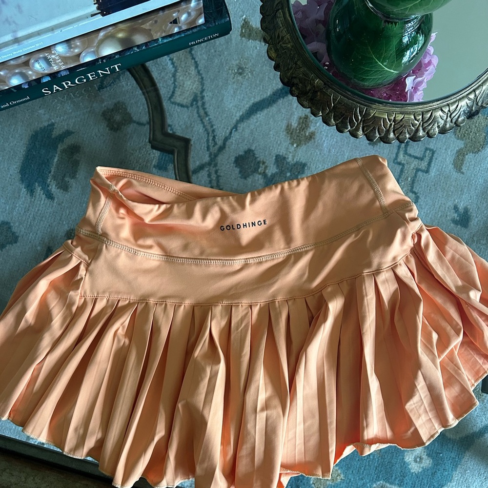GoldHinge Gold Orange Pleated Athletic Skirt medium